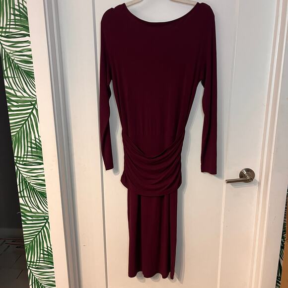 Anthropologie Lilla P Purple Peplum Long Sleeve Midi Dress Small - Picture 2 of 6